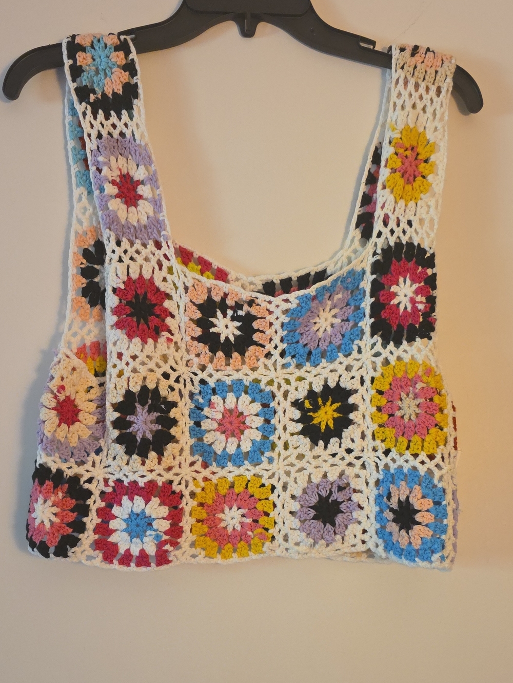 Multicolor Crochet Granny Square Tank Top